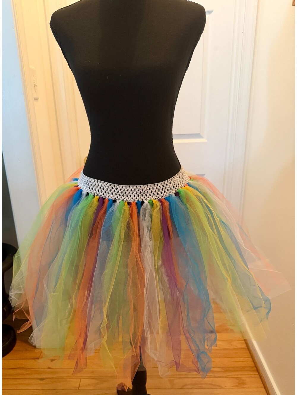Adult Rainbow Tutu Handmade Costume Tulle Colorful Multi Color Cosplay Rave